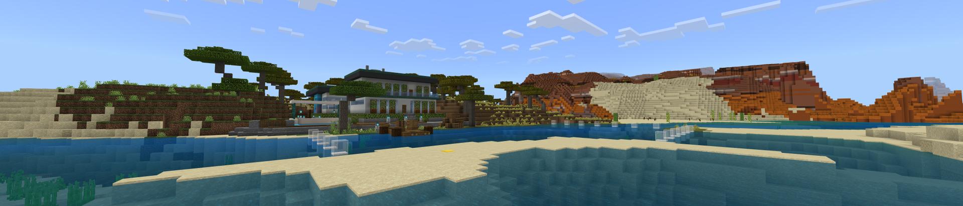 Panorama of the Minecraft Bedrock Marketplace product Hacker Mansion created by Piki Studios.