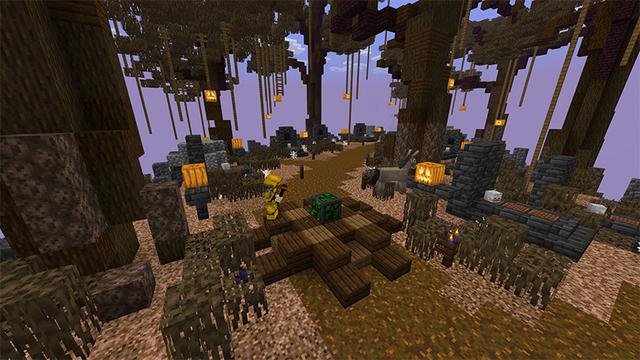 Screenshot of the Minecraft Bedrock Marketplace product Halloween Oneblock created by Piki Studios.