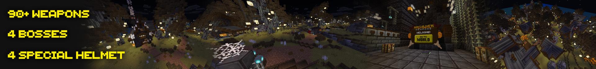 Panorama of the Minecraft Bedrock Marketplace product Halloween Weapons created by Piki Studios.