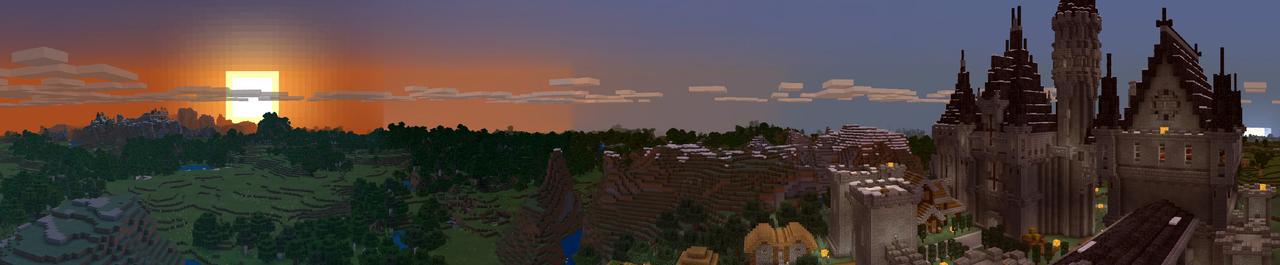 Panorama of the Minecraft Bedrock Marketplace product Lucky Block Castles created by Piki Studios.