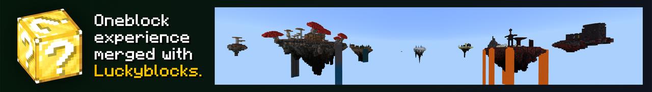Panorama of the Minecraft Bedrock Marketplace product OneBlock LuckyBlock created by Piki Studios.