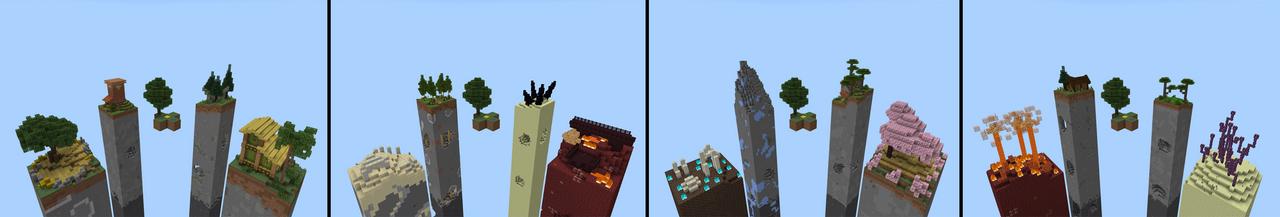 Panorama of the Minecraft Bedrock Marketplace product Random Chunks Skyblock created by Piki Studios.