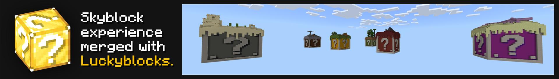 Panorama of the Minecraft Bedrock Marketplace product Skyblock Luckyblock created by Piki Studios.