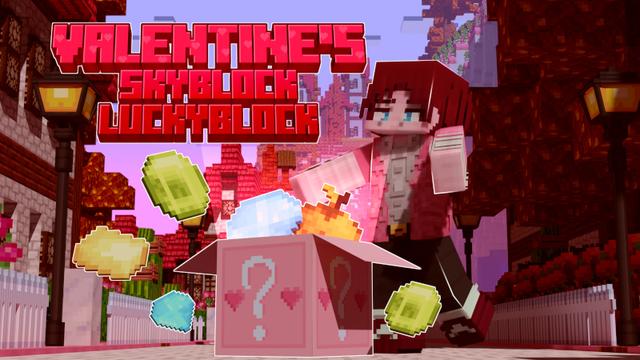 Thumbnail of the Minecraft Bedrock Marketplace product Valentines Skyblock Luckyblock created by Piki Studios.