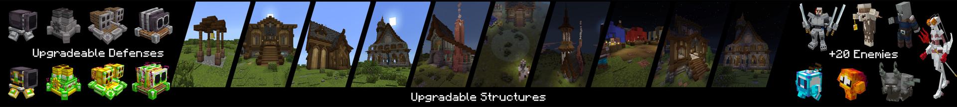 Panorama of the Minecraft Bedrock Marketplace product Village Defense Add-On created by Piki Studios.