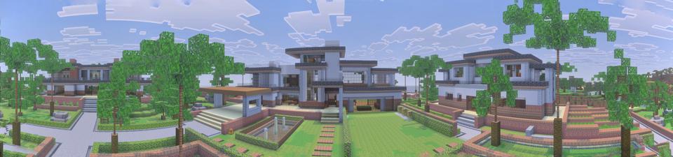 Panorama of the Minecraft Bedrock Marketplace product Beach Mansion created by Pixel Smile Studios.