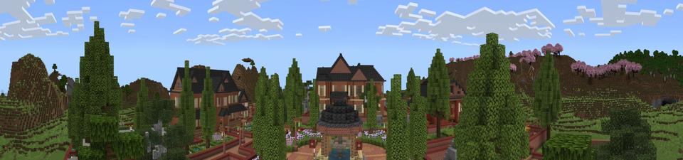 Panorama of the Minecraft Bedrock Marketplace product Farm Mansion created by Pixel Smile Studios.