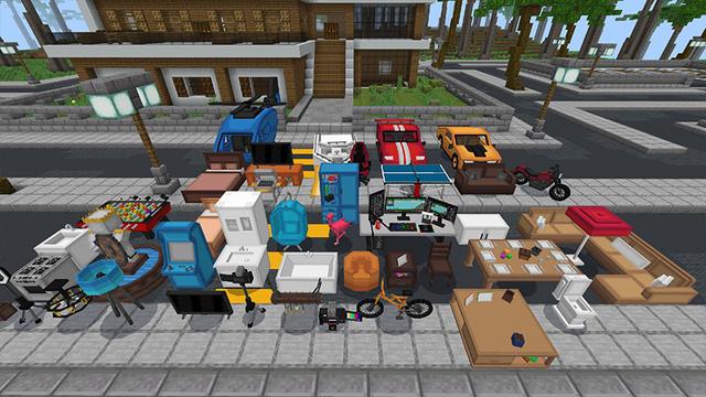 Screenshot of the Minecraft Bedrock Marketplace product Furniture: City created by Pixel Smile Studios.