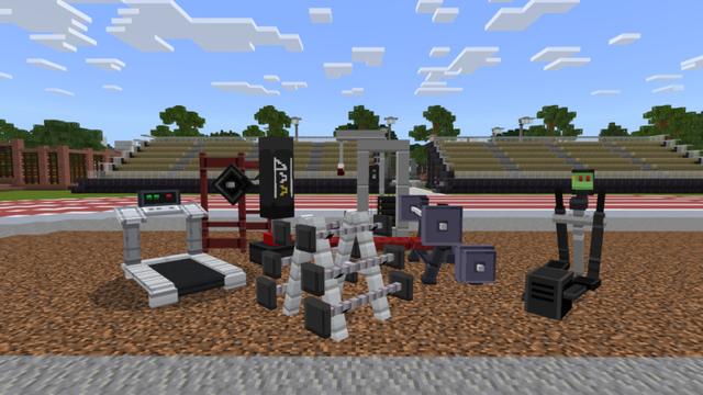 Screenshot of the Minecraft Bedrock Marketplace product Gym Furniture created by Pixel Smile Studios.