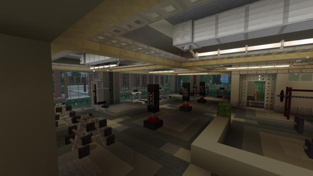 Screenshot of the Minecraft Bedrock Marketplace product Gym Furniture created by Pixel Smile Studios.