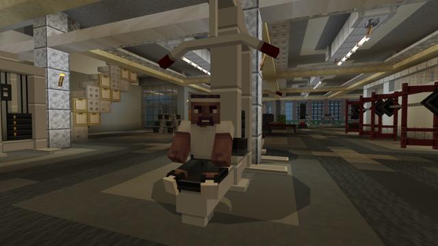Screenshot of the Minecraft Bedrock Marketplace product Gym Furniture created by Pixel Smile Studios.