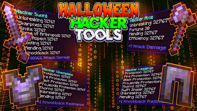 Thumbnail of the Minecraft Bedrock Marketplace product Halloween Hacker Tools created by Pixel Smile Studios.