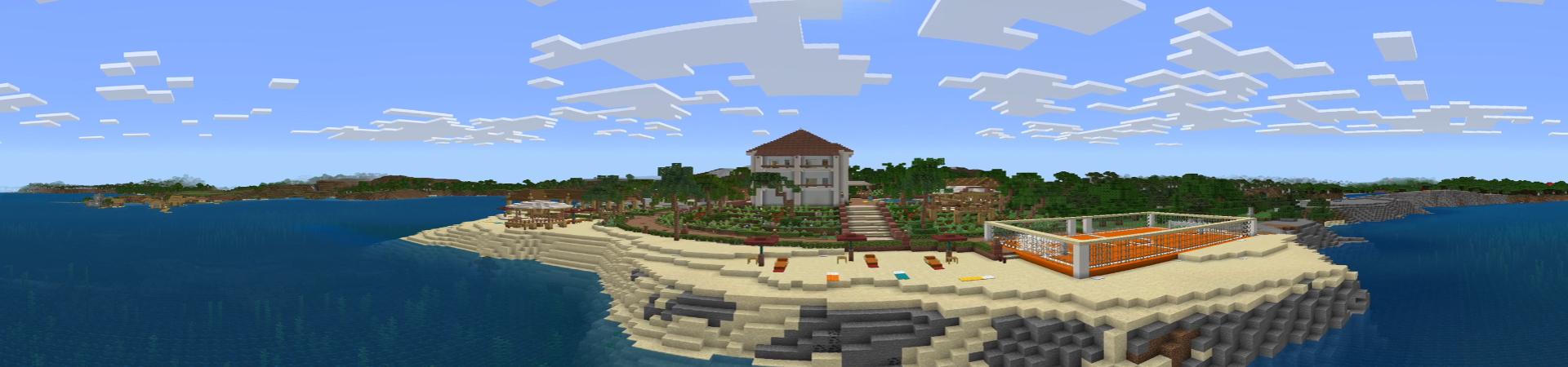 Panorama of the Minecraft Bedrock Marketplace product Millionaire Summer Resort created by Pixel Smile Studios.