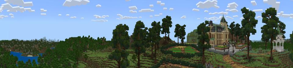 Panorama of the Minecraft Bedrock Marketplace product Victorian Mansion created by Pixel Smile Studios.