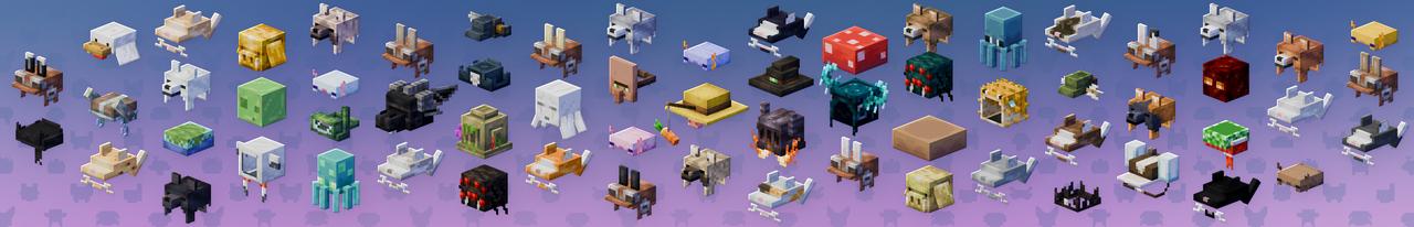 Panorama of the Minecraft Bedrock Marketplace product Mob Hats Add-On created by Pixel Squared.