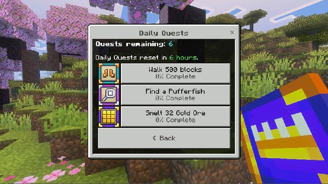 Screenshot of the Minecraft Bedrock Marketplace product Quests and Challenges created by Pixel Squared.