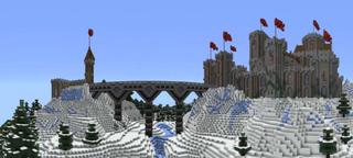 Panorama of the Minecraft Bedrock Marketplace product Alpine Castle created by Pixelationz Studios.
