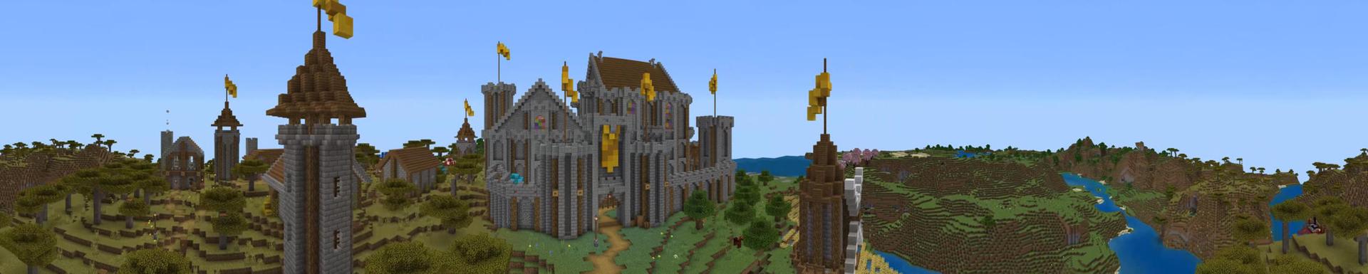 Panorama of the Minecraft Bedrock Marketplace product Castle Outpost created by Pixelationz Studios.