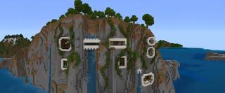 Panorama of the Minecraft Bedrock Marketplace product Mountain Base Bunker created by Pixelationz Studios.