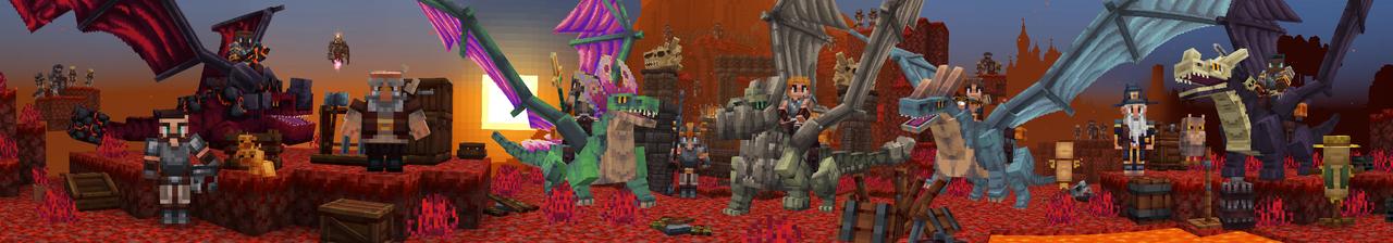 Panorama of the Minecraft Bedrock Marketplace product Advanced Dragons - DUNGEONS created by Pixelbiester.