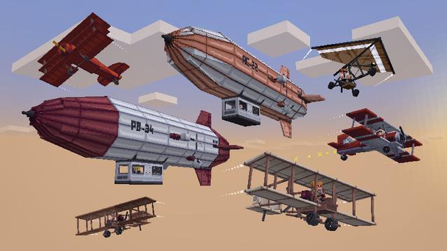 Screenshot of the Minecraft Bedrock Marketplace product Airplanes Add-On created by Pixelbiester.