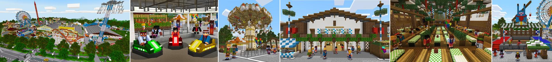 Panorama of the Minecraft Bedrock Marketplace product Amusement Park – Oktoberfest created by Pixelbiester.