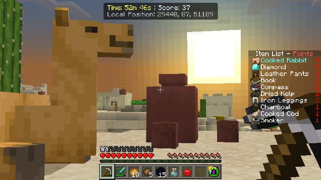 Screenshot of the Minecraft Bedrock Marketplace product BINGO - Item Hunt created by Pixelbiester.