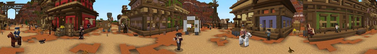 Panorama of the Minecraft Bedrock Marketplace product Buffalo Town - Roleplay created by Pixelbiester.
