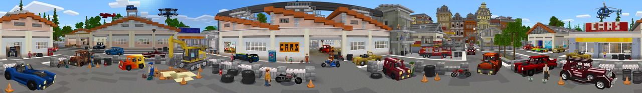 Panorama of the Minecraft Bedrock Marketplace product Crazy Car Tuning created by Pixelbiester.