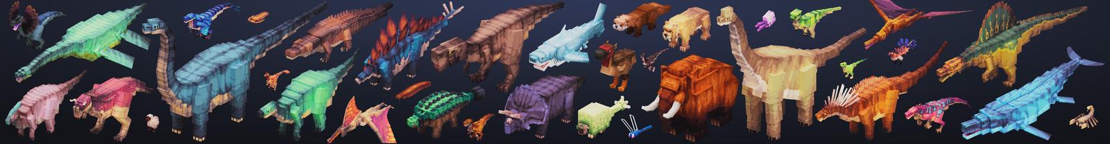 Panorama of the Minecraft Bedrock Marketplace product Dinosaurs Add-On created by Pixelbiester.