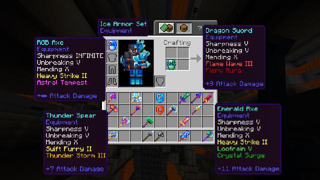 Screenshot of the Minecraft Bedrock Marketplace product ENCHANTMENTS++ created by Pixelbiester.