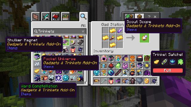 Screenshot of the Minecraft Bedrock Marketplace product Gadgets & Trinkets Add-On created by Pixelbiester.