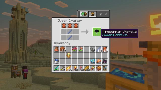 Screenshot of the Minecraft Bedrock Marketplace product Gliders Add-On created by Pixelbiester.