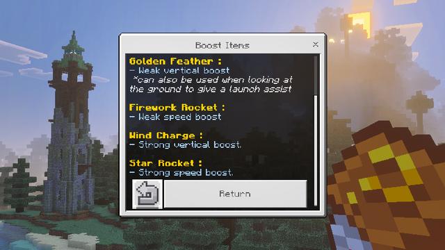 Screenshot of the Minecraft Bedrock Marketplace product Gliders Add-On created by Pixelbiester.