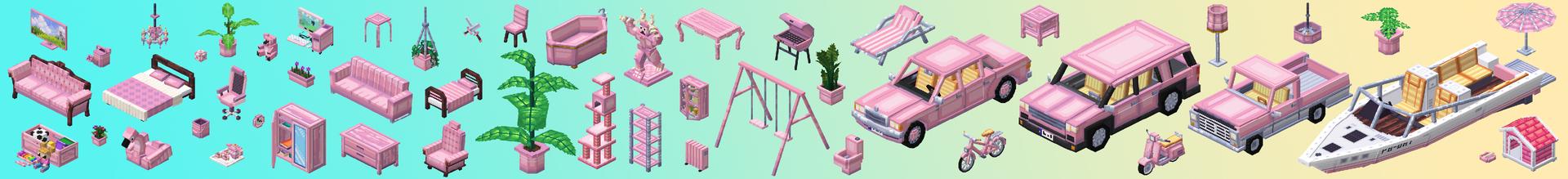 Panorama of the Minecraft Bedrock Marketplace product Pink Villa created by Pixelbiester.
