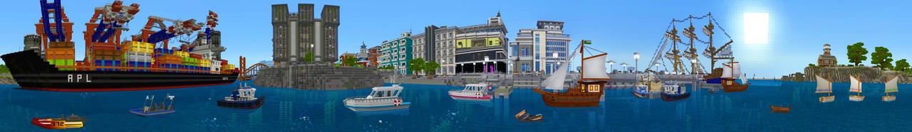 Panorama of the Minecraft Bedrock Marketplace product Port Perfect – Roleplay created by Pixelbiester.