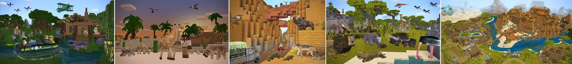 Panorama of the Minecraft Bedrock Marketplace product Safari Explorers created by Pixelbiester.