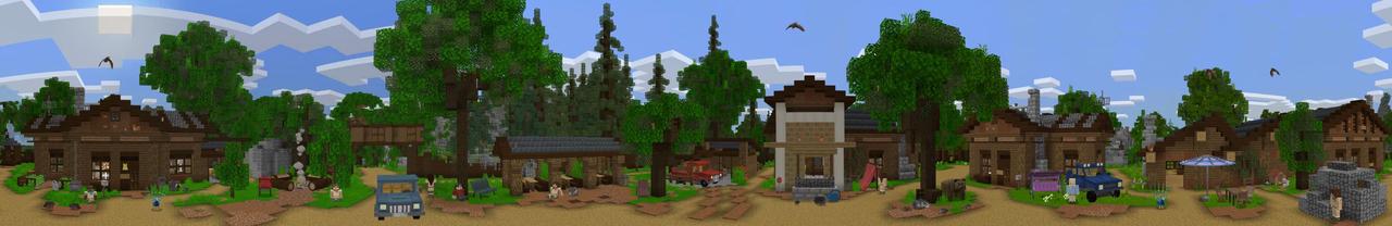 Panorama of the Minecraft Bedrock Marketplace product Scout Camp created by Pixelbiester.
