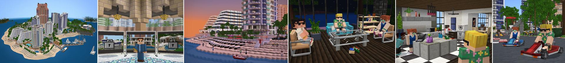Panorama of the Minecraft Bedrock Marketplace product Seaside City created by Pixelbiester.