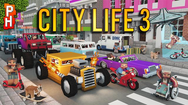 Thumbnail of the Minecraft Bedrock Marketplace product City Life 3 created by PixelHeads.
