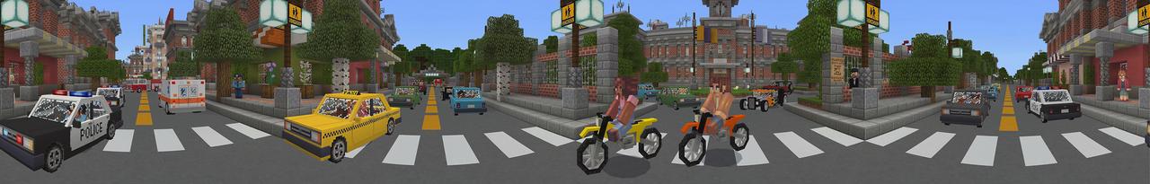 Panorama of the Minecraft Bedrock Marketplace product City Life created by PixelHeads.