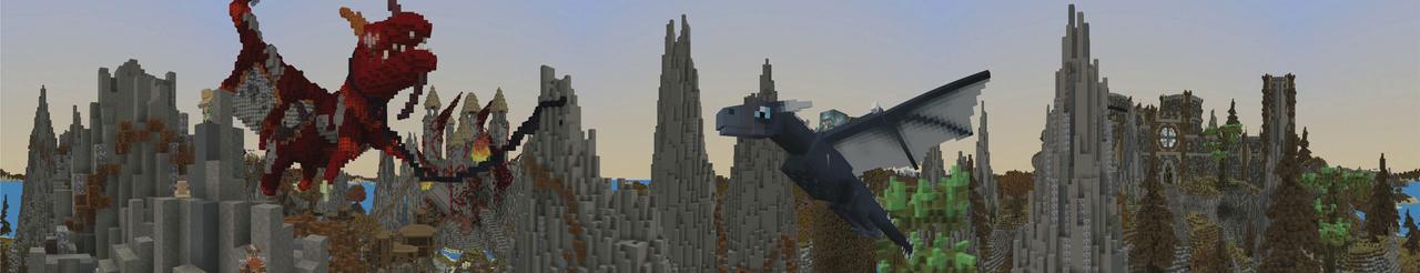 Panorama of the Minecraft Bedrock Marketplace product Dragon Lands created by PixelHeads.