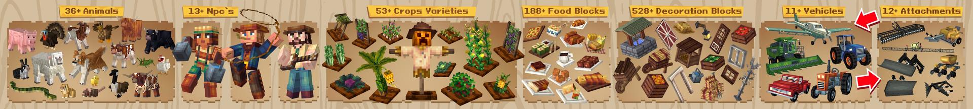 Panorama of the Minecraft Bedrock Marketplace product Farm Life Add-On created by PixelHeads.