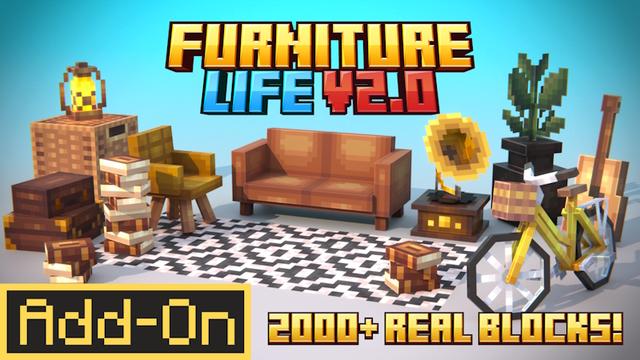 Thumbnail of the Minecraft Bedrock Marketplace product Möbel Leben Add-On v2.0 created by PixelHeads.