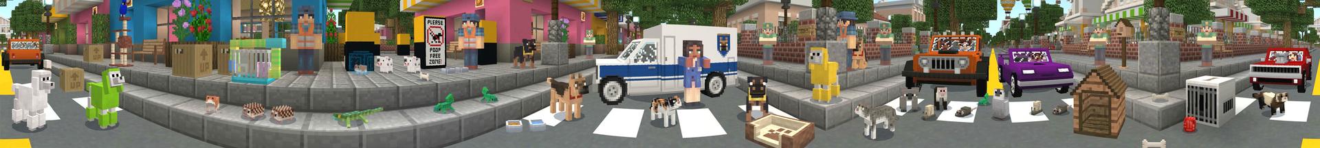 Panorama of the Minecraft Bedrock Marketplace product Pet Shop created by PixelHeads.