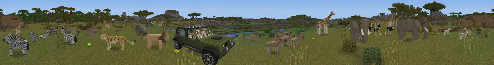 Panorama of the Minecraft Bedrock Marketplace product Wildlife: Savanna created by PixelHeads.
