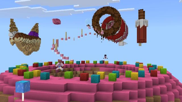 Screenshot of the Minecraft Bedrock Marketplace product Candy Parkour created by Pixell Studio.