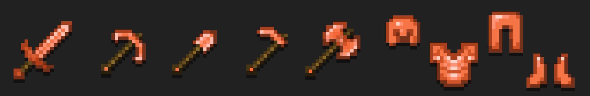 Panorama of the Minecraft Bedrock Marketplace product Copper Tools created by Pixell Studio.
