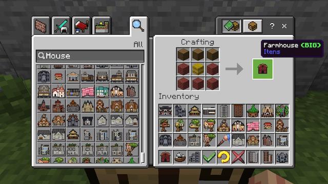 Screenshot of the Minecraft Bedrock Marketplace product Craftable Houses Add-On created by Pixell Studio.