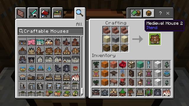 Screenshot of the Minecraft Bedrock Marketplace product Craftable Houses Add-On created by Pixell Studio.